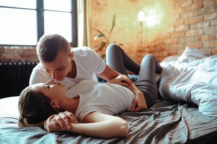 Relationship. Lovely couple at home