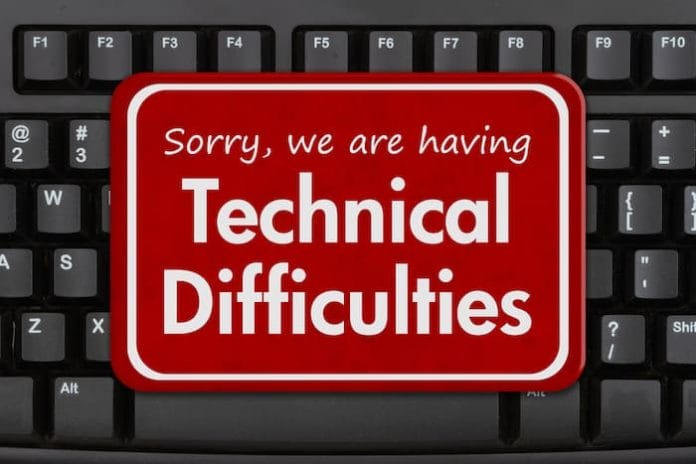 Sorry we are having Technical Difficulties message on a black keyboard