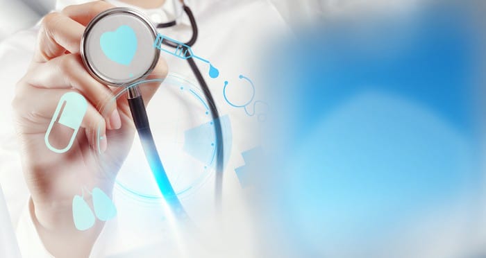 smart medical doctor working with operating room as concept