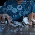 Medicine doctor hand working with modern computer interface as medical network concept