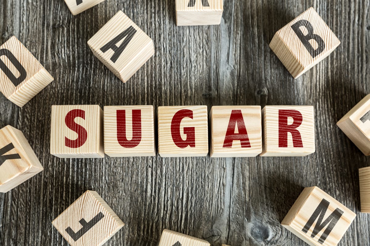 Blocks spelling out the word, sugar