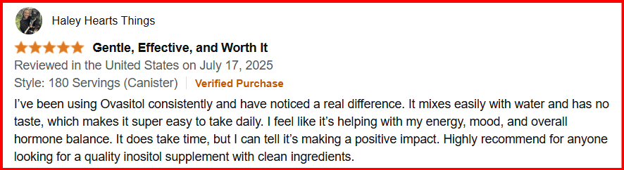 User Review on Theralogix Ovasitol Inositol Powder Supplement